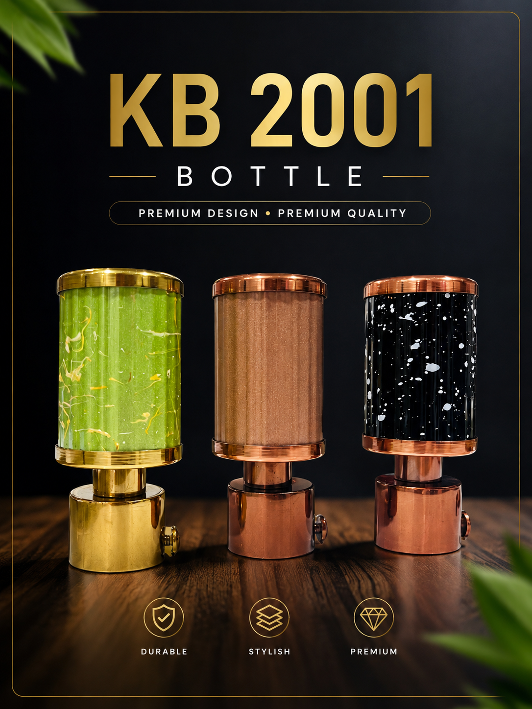 KB 2001 fluted bottle profile curtain bracket in gold, rose gold and copper finishes